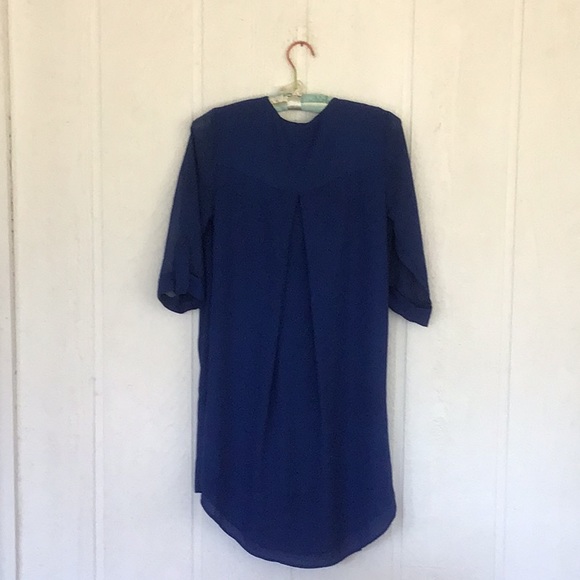TOPSHOP OVERSIZED ROYAL BLUE CREPE TOP OR DRESS SIZE 2 - Picture 8 of 12